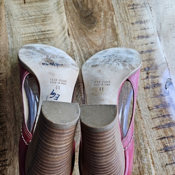 Alberto Fermani Leather Open Toe Heel Size 1 (41) Red Italy - Picture 7 of 9